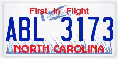 NC license plate ABL3173