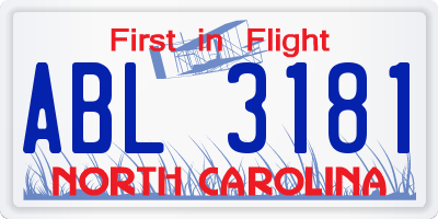 NC license plate ABL3181