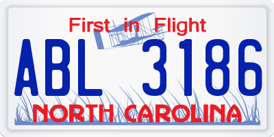 NC license plate ABL3186