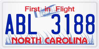 NC license plate ABL3188