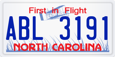 NC license plate ABL3191