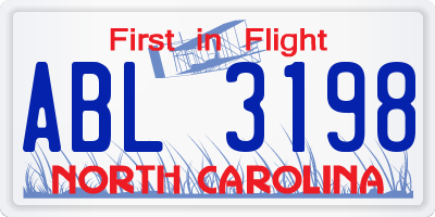 NC license plate ABL3198