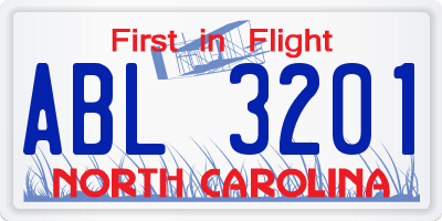 NC license plate ABL3201