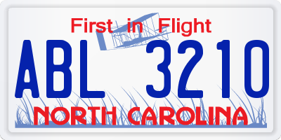 NC license plate ABL3210