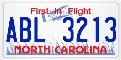 NC license plate ABL3213