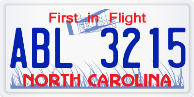 NC license plate ABL3215