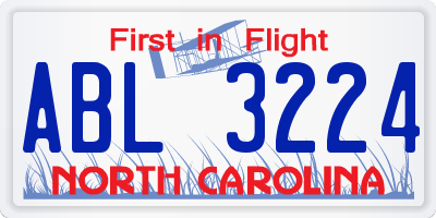 NC license plate ABL3224