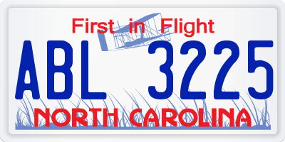 NC license plate ABL3225
