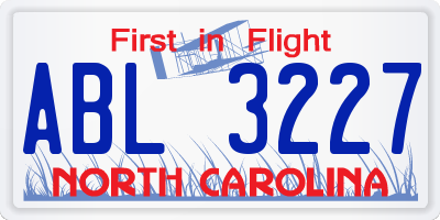 NC license plate ABL3227