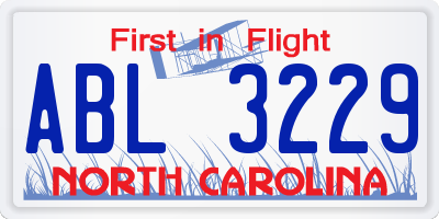 NC license plate ABL3229