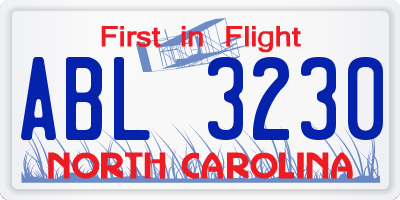 NC license plate ABL3230