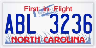 NC license plate ABL3236