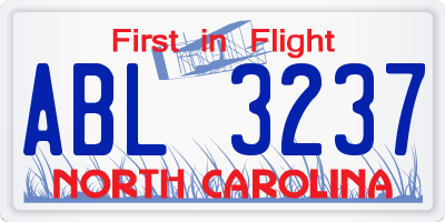 NC license plate ABL3237