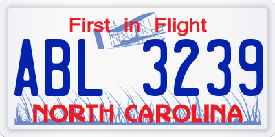 NC license plate ABL3239