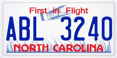 NC license plate ABL3240