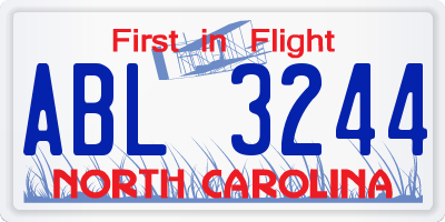 NC license plate ABL3244