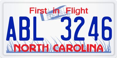 NC license plate ABL3246