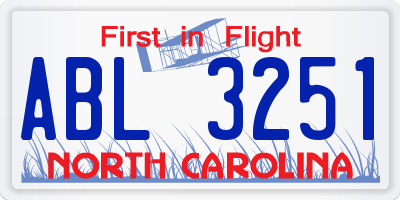 NC license plate ABL3251