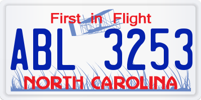 NC license plate ABL3253
