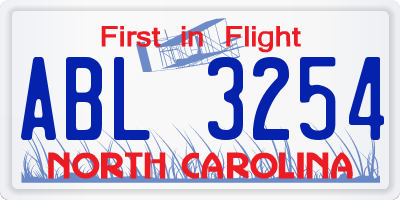 NC license plate ABL3254