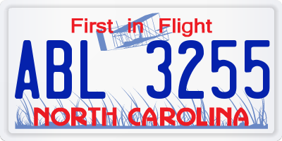 NC license plate ABL3255