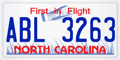 NC license plate ABL3263
