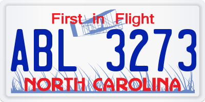 NC license plate ABL3273