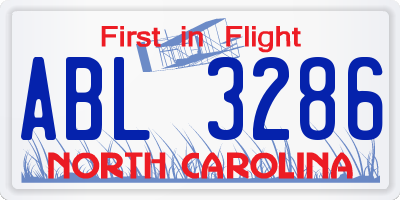 NC license plate ABL3286