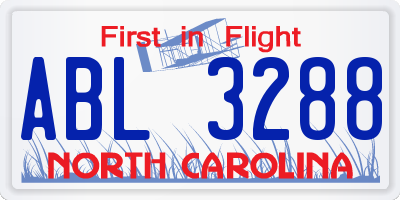 NC license plate ABL3288