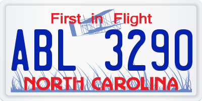 NC license plate ABL3290