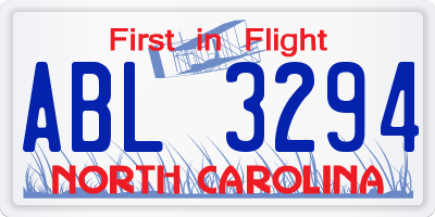 NC license plate ABL3294