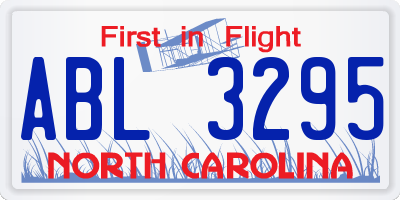 NC license plate ABL3295