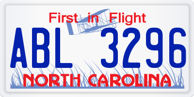NC license plate ABL3296
