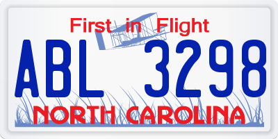 NC license plate ABL3298