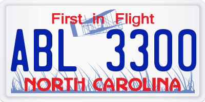 NC license plate ABL3300
