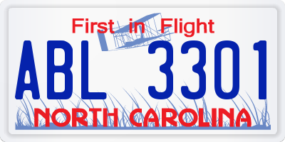 NC license plate ABL3301