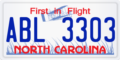 NC license plate ABL3303
