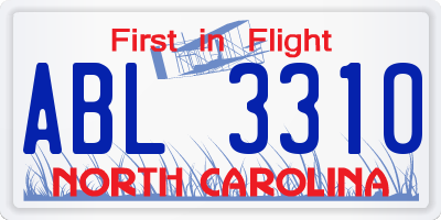 NC license plate ABL3310