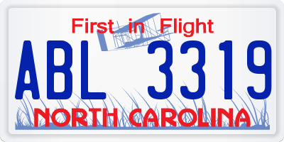 NC license plate ABL3319