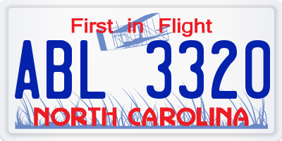 NC license plate ABL3320