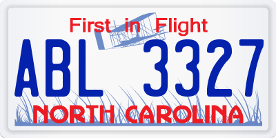NC license plate ABL3327