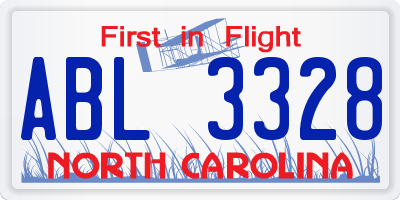 NC license plate ABL3328