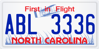 NC license plate ABL3336