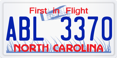 NC license plate ABL3370