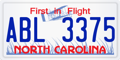NC license plate ABL3375