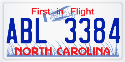 NC license plate ABL3384