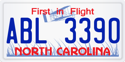 NC license plate ABL3390