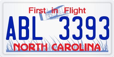 NC license plate ABL3393