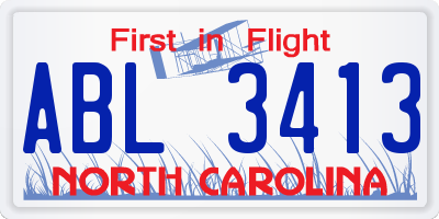 NC license plate ABL3413