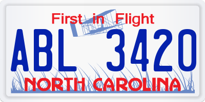 NC license plate ABL3420
